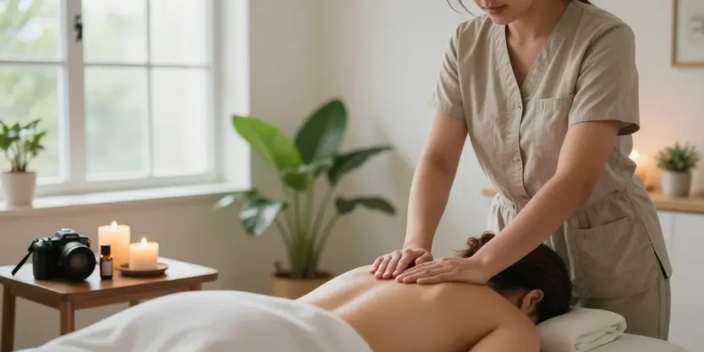 Massage therapy Burlington session in a serene wellness studio.