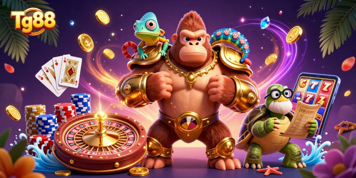 Experience thrilling gameplay with Tg88 at this vibrant, energetic casino scene.